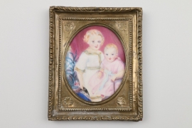 Miniatur mit zwei Kinderportraits, deutsch um 1900