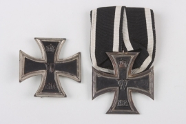 1914 Iron Cross 1st Class and Iron Cross 2nd Class on single mount
