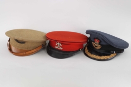 Lot of 3 visor caps - US Army, Royal Air Force, Lancers