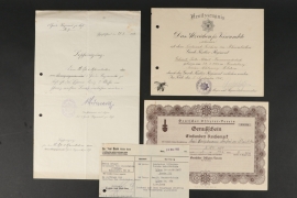 Documents to Lt. Freiherr von Rheinbarben - Garde zu Fuss and Garde Füsilier Rgt.