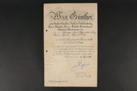 Award Document for the Schwarzburg Sonderhausen War Merit Medal