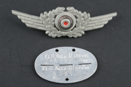 Dog tag and Luftwaffe Visor hat Insignia