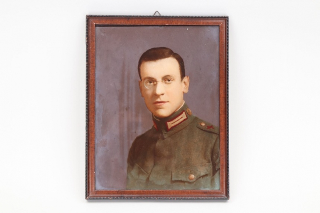 WW1 framed portrait painting of aircrew member