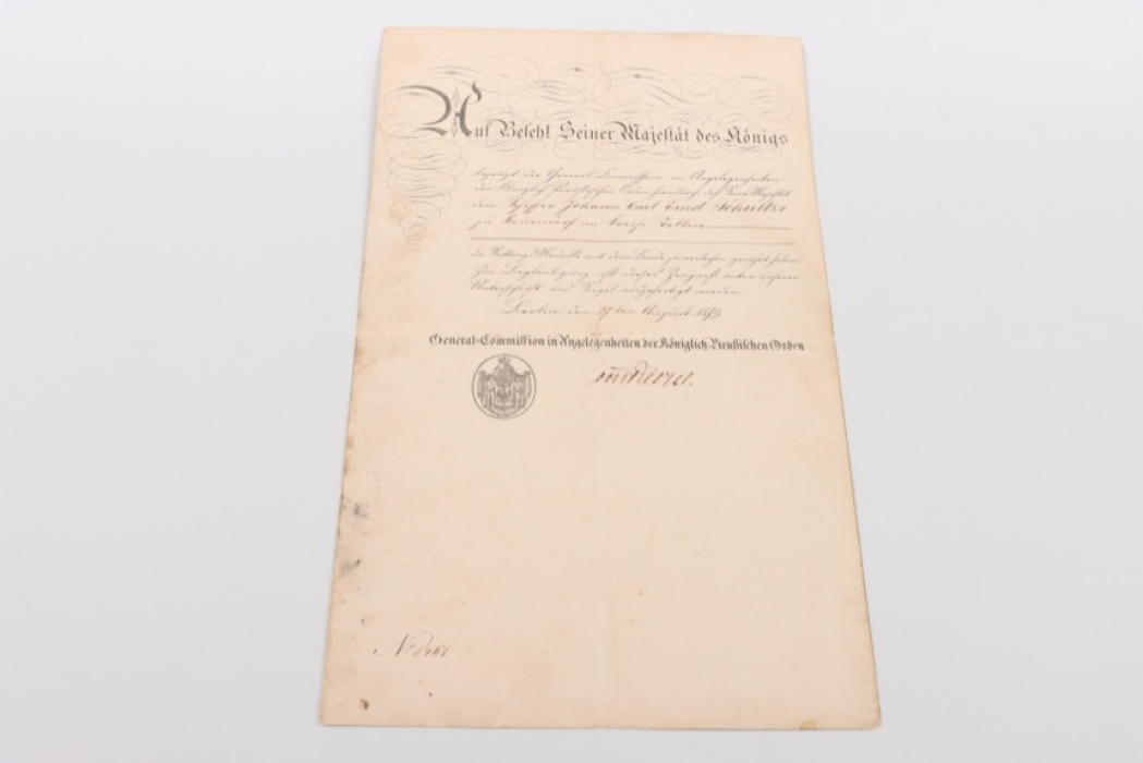 Prussia - Rettungsmedaille certificate from 1879