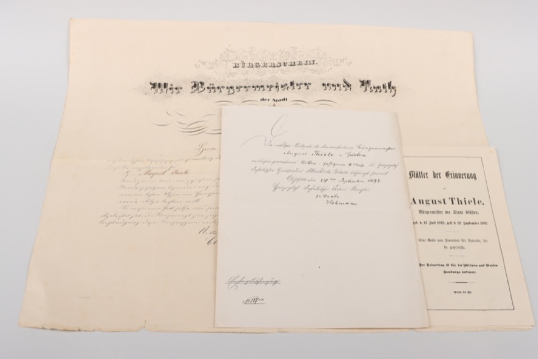 Anhalt - City of Güsten - Mayor Thiele - Orden Albrecht des Bären document grouping