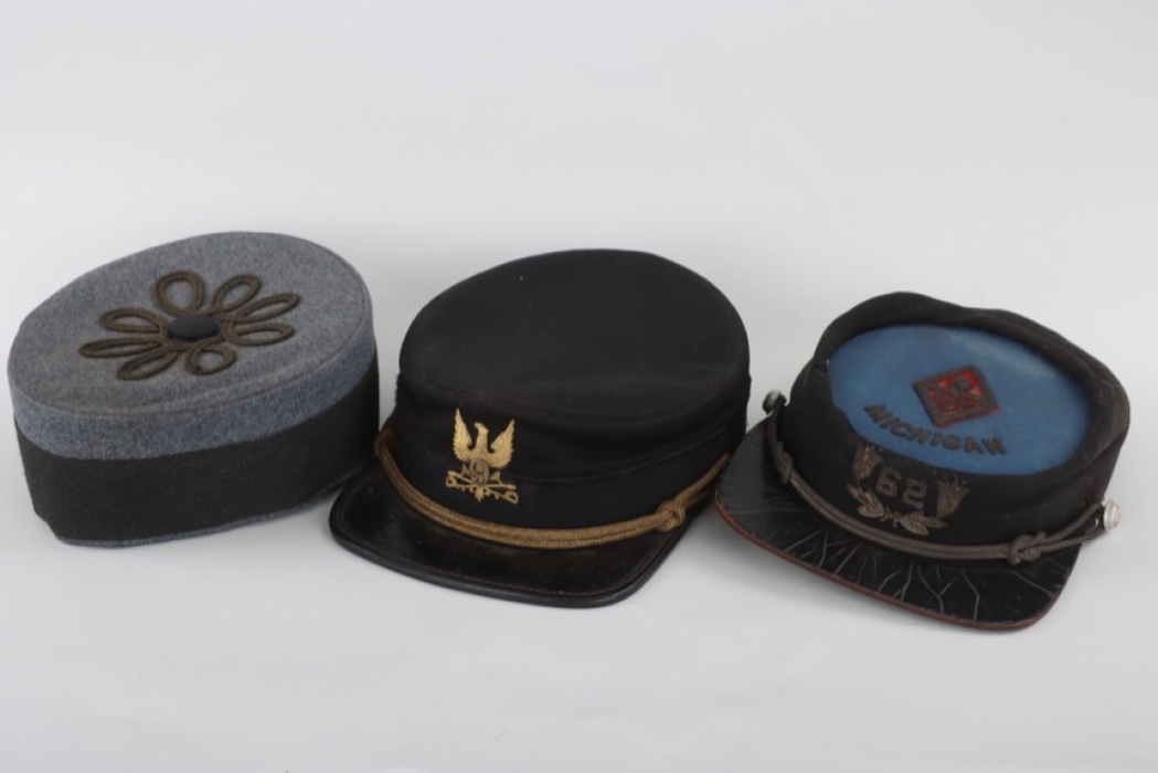 USA - Three unknown peaked caps about 1890