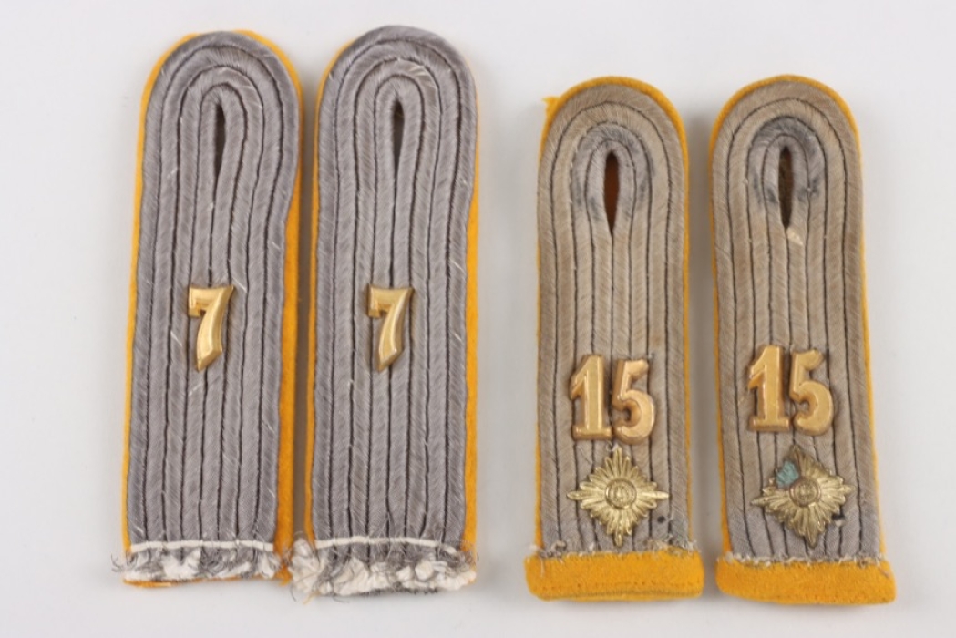 Heer Shoulder boards for a Leutnant and Oberleutnant of Kavallerie Regiment 7 and 15