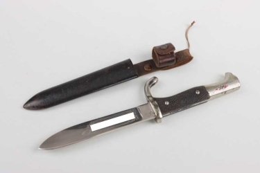 HJ knife with motto and edged handle