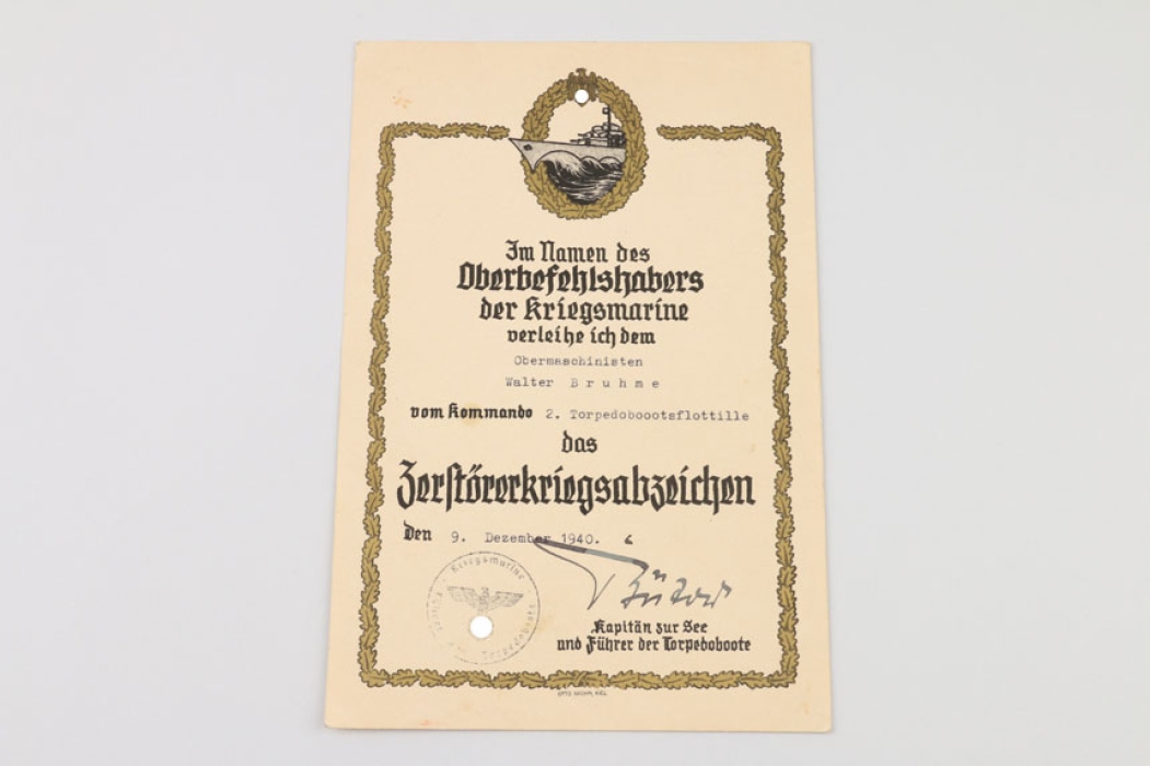 Destroyer Badge - color certificate