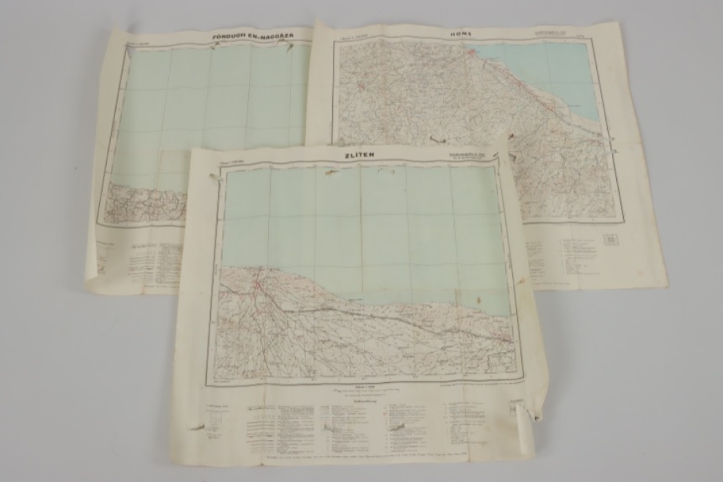 Hptm. Beck - 3 x maps Zliten / Homs / Fondugh En-Naggaza 1941