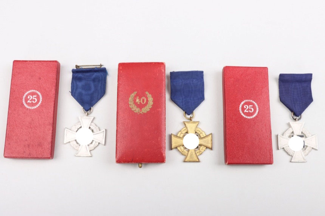 3 x Faithful Service Honor Medal for 40 & 25 years in case