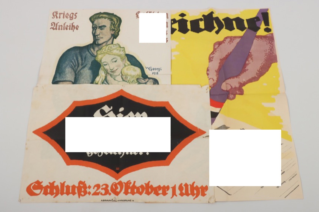 3x patriotic posters fpr "Kriegsanleihe" III (war bond)