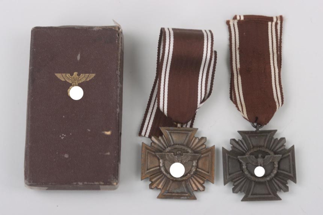 2 x NSDAP Long Service Award 1st Class (bronze) with case