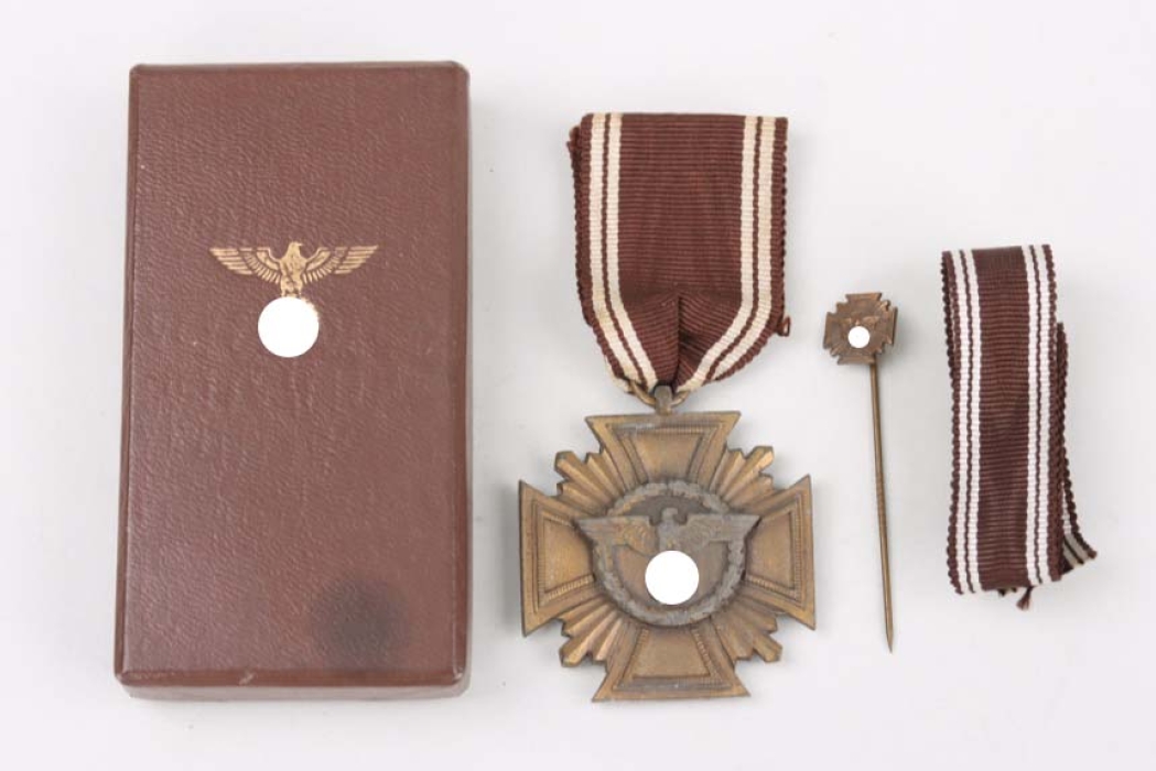 NSDAP Long Service Award 1st Class (bronze) in case + miniature - Deumer