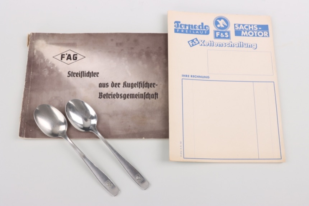 Fichtel & Sachs + Kugelfischer - invoice block, spoons, and brochure