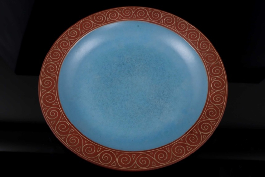 Allach - ceramic plate with "Germanic" ornaments (blue)