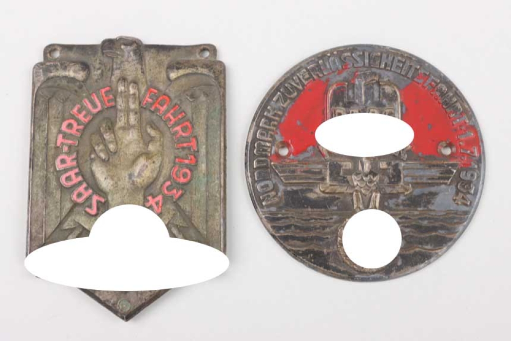 2x NSKK + DDAC metal car plaque 1934