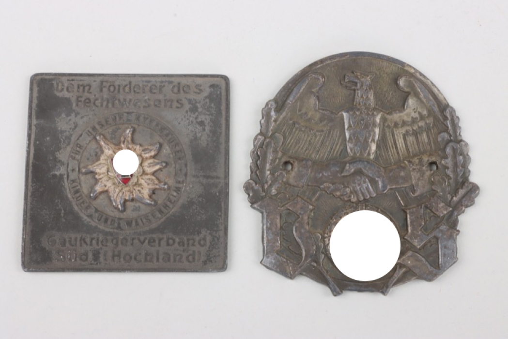 2 x Plaques NS-Reichskriegerbund and Volkssozialistische Selbsthilfe