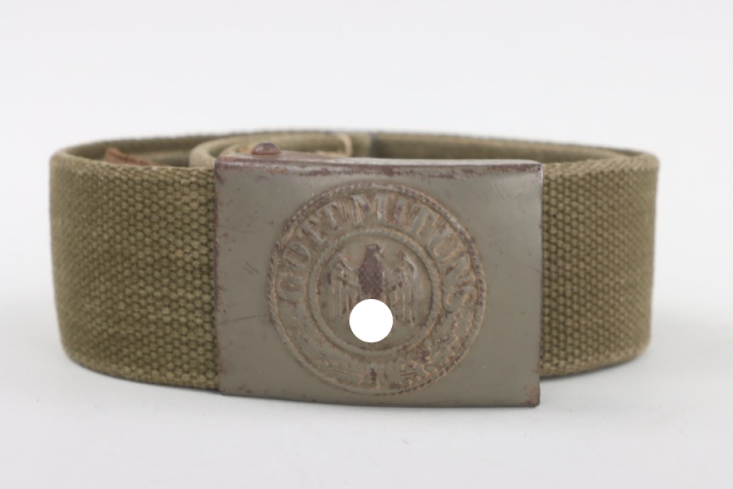 Heer field buckle "Gott mit uns" (EM/NCO) with tab and webbing belt (tropical)