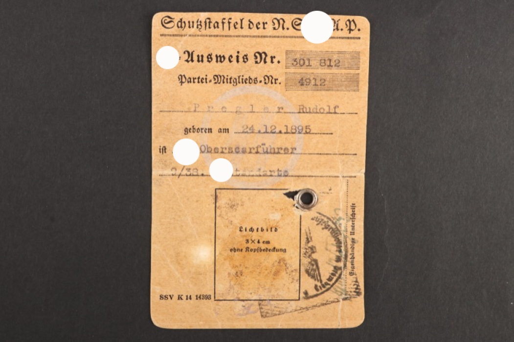 Rudolf Progler - SS ID Card