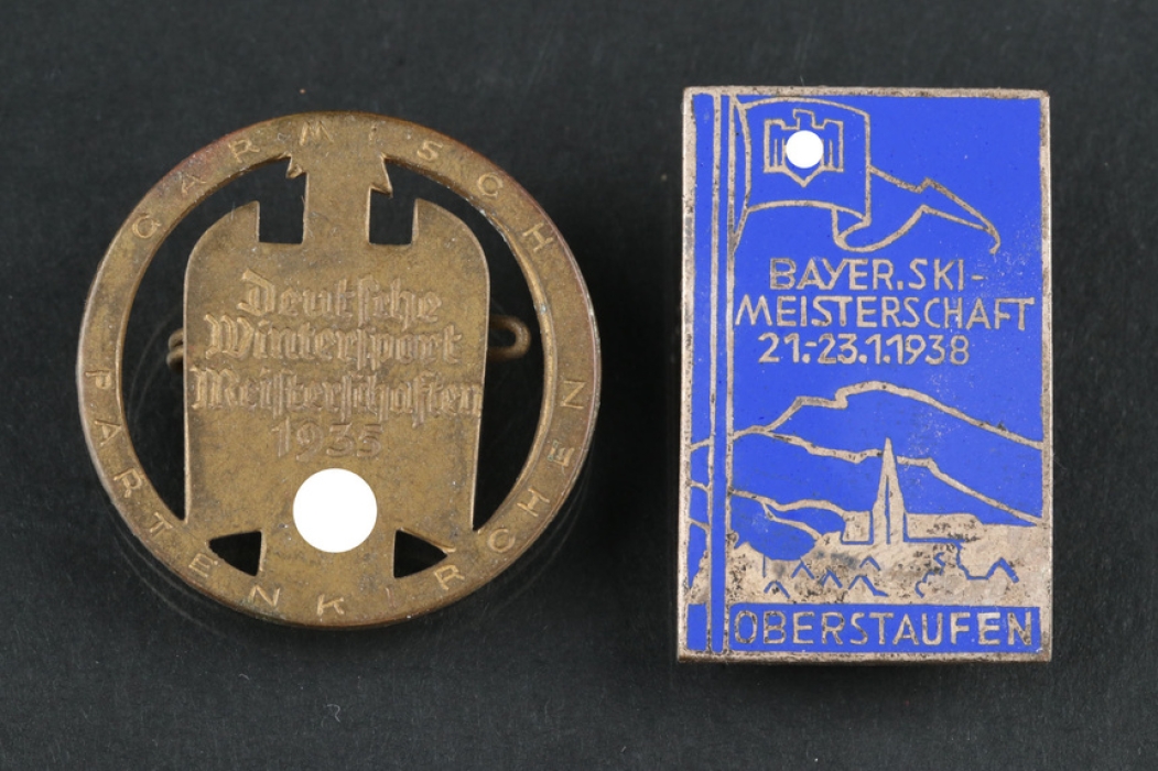 Tinnie / rally badges for the 1935 and 1938 Ski championships