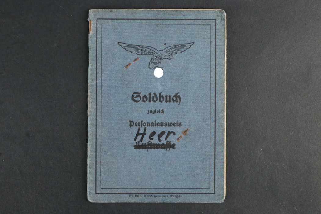 LW Soldbuch for Oberfeldwebel Schroeter - "Clausewitz" division