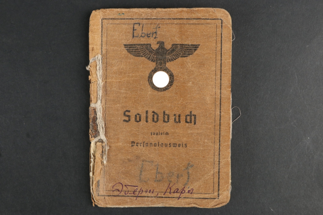 Soldbuch for Ebert - Pz. Aufklaurungs Abt. 103 and 17, and Pz. Gren. Rgt. 40.