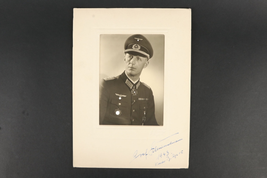 Signed Portrait photo - Theodor Graf Schimmelmann v. Lindenburg Oberst  Kdr, Panzer-Regiment 15